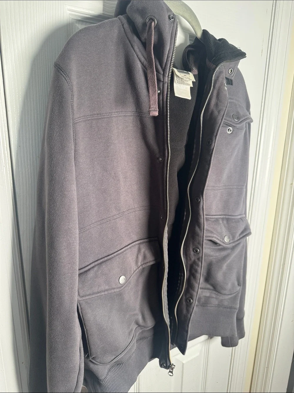 The North Face Men's Hooded Zip-Up Jacket in Charcoal